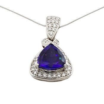 Platinum Tanzanite/Diamond Pendant with Chain